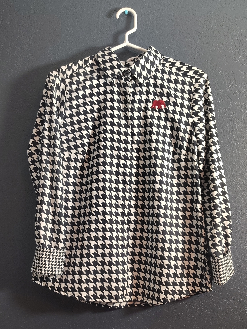 Roll Tide Foxcroft NYC Alabama Crimson Tide Houndstooth No wrinkle Shirt Size 6